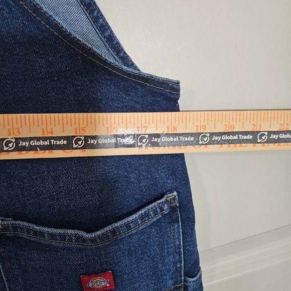 NEW Dickies Womens Boyfriend Bib Overalls Dark Wash Denim Stretch Size M - Picture 9 of 13
